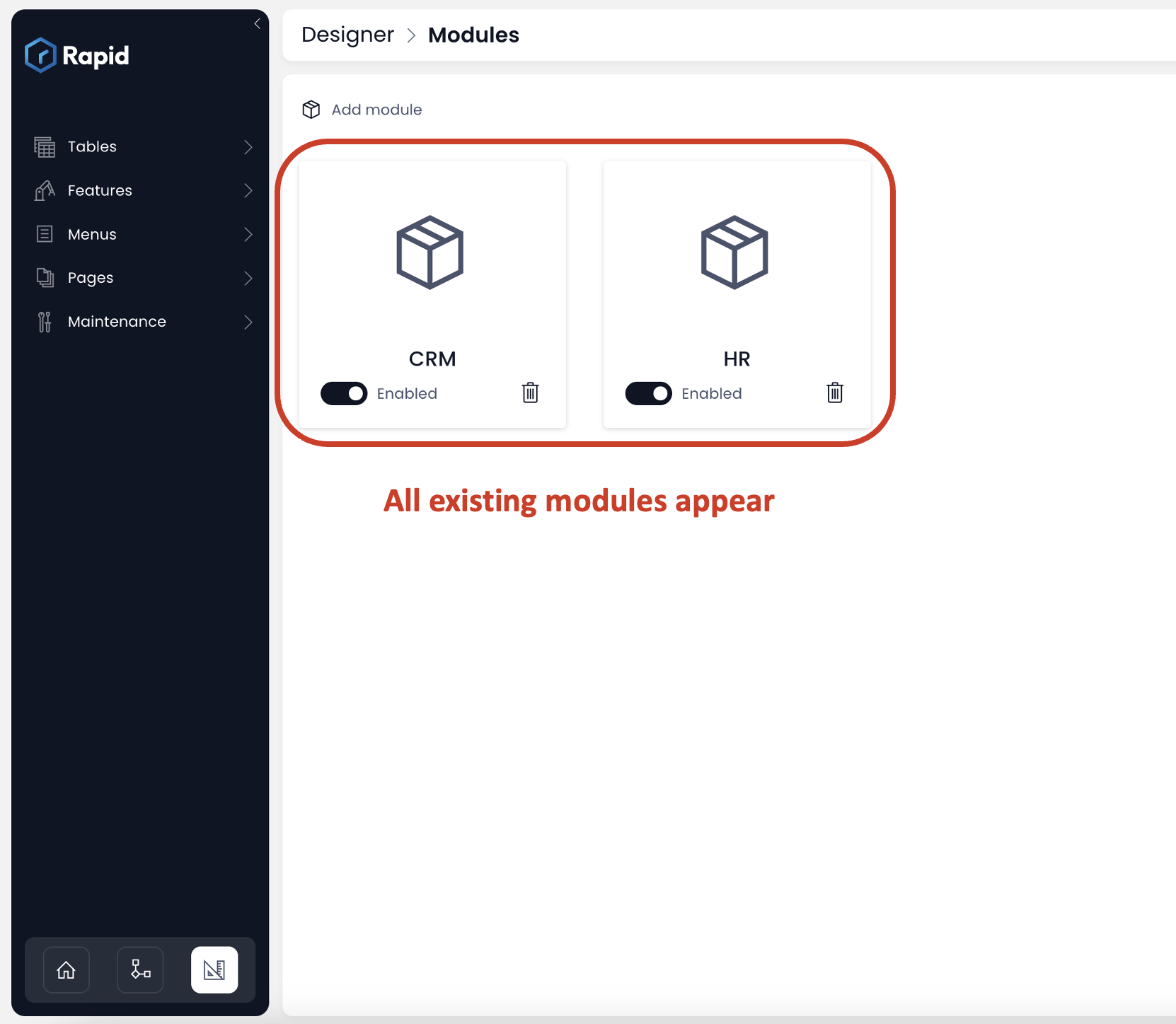 Image showing all modules as tiles